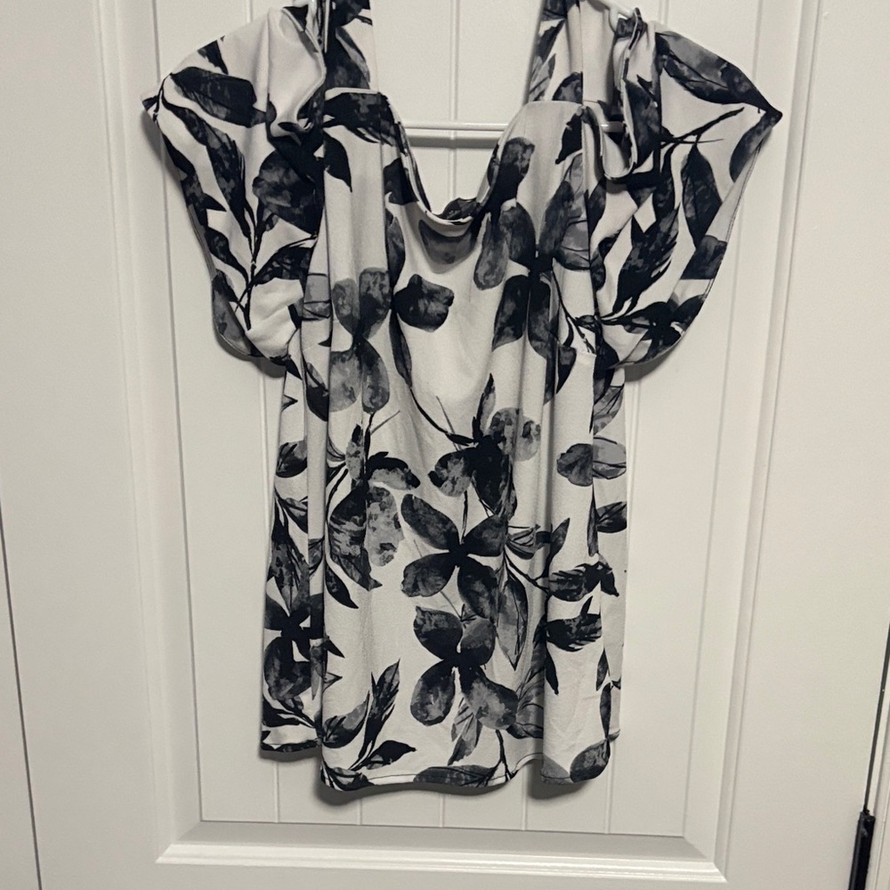 INC International Concepts Black and White off shoulder blouse  medium